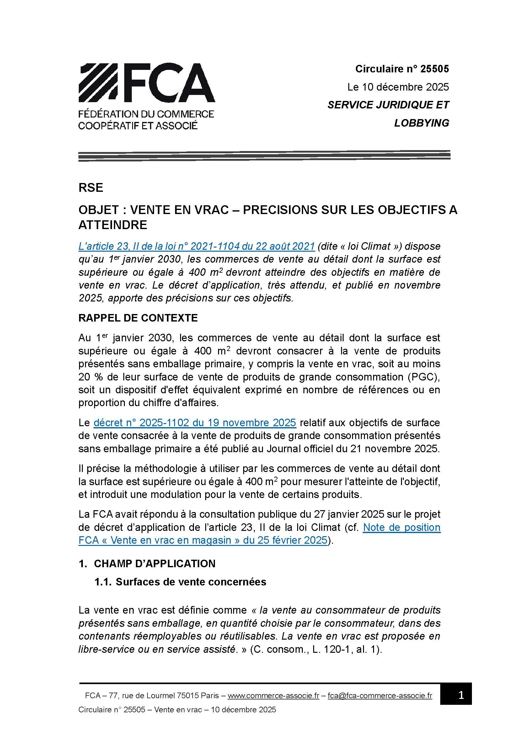Vente en vrac – Précisions sur les objectifs à atteindre