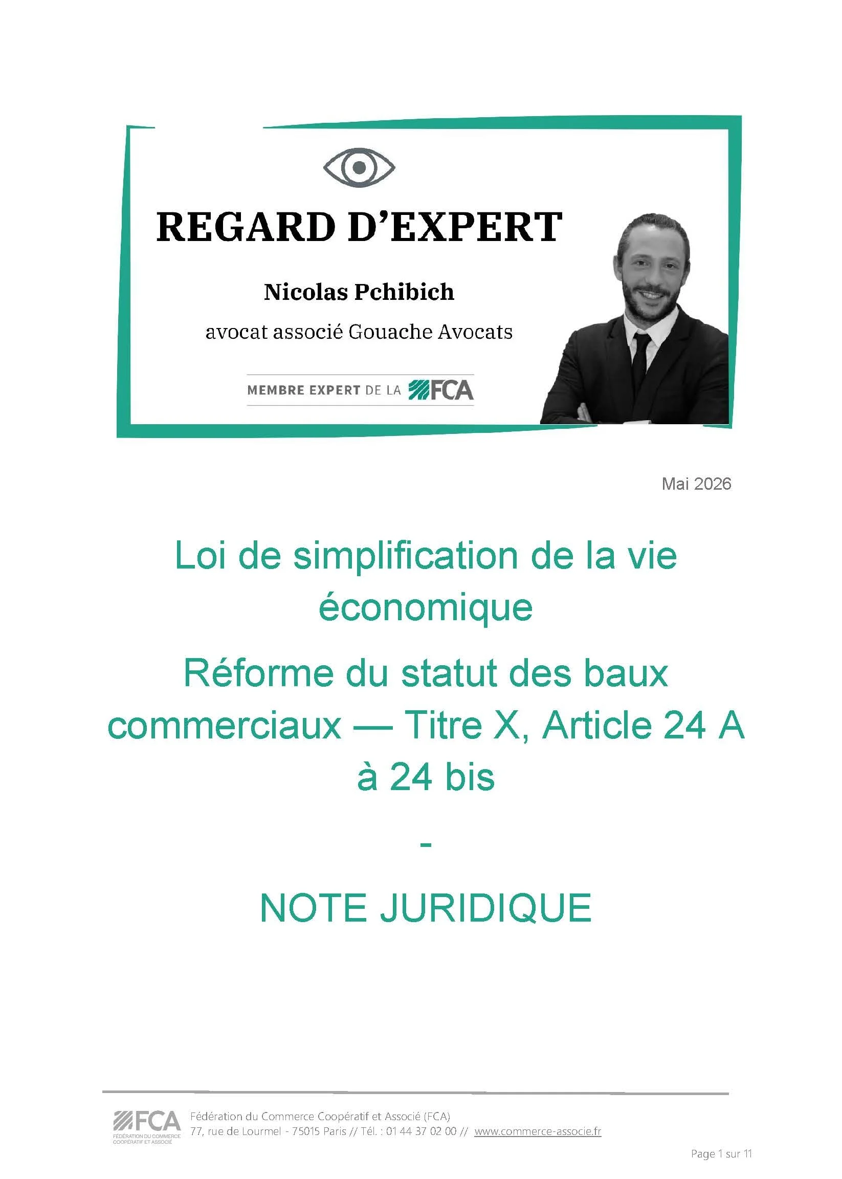 Regard d'experts | Loi de simplification de la vie économique - Réforme du statut des baux commerciaux